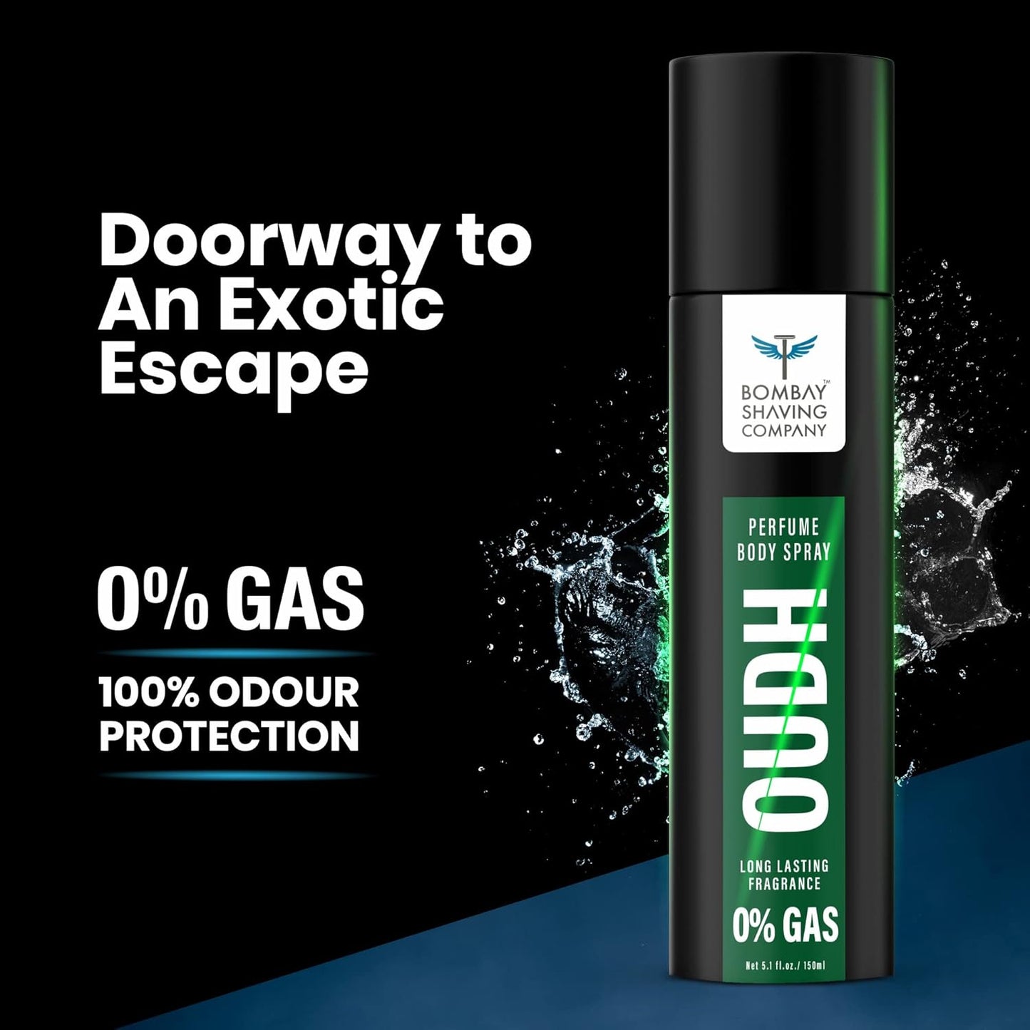Bombay Shaving Company Oudh Perfume Body Spray for Men | Long-Lasting No Gas Deodorant | Premium Fragrance for Active Lifestyle | Pack of 2 (150ml Each)