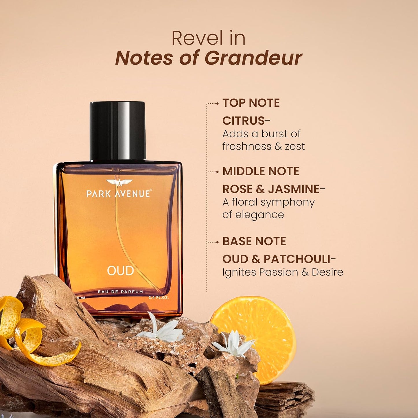 Park Avenue Oud Liquid Eau De Parfum for Men (100ml) – Long Lasting Luxury Fragrance | Premium Aromatic Scent | Perfect Wedding Gift