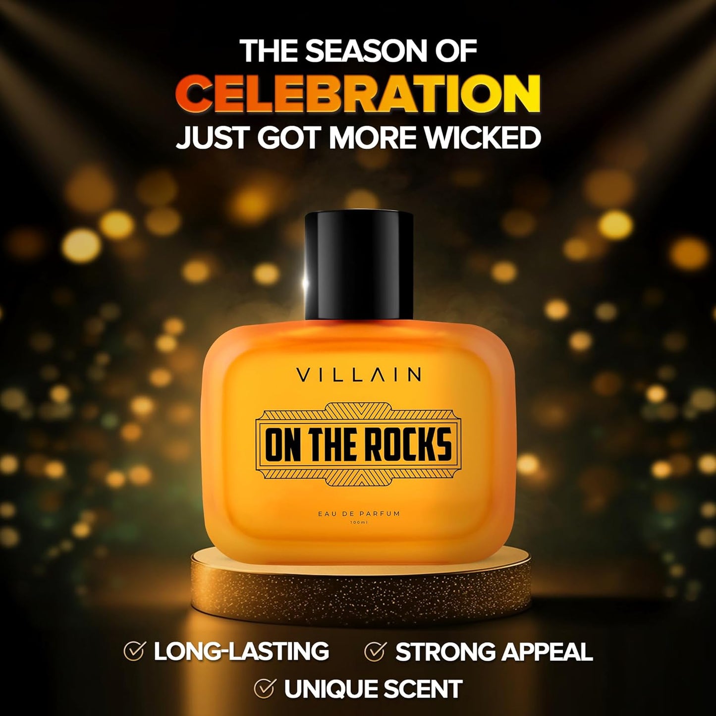 Villain On The Rocks Eau de Parfum for Men | Woody & Citrus Long Lasting Fragrance - 100ml