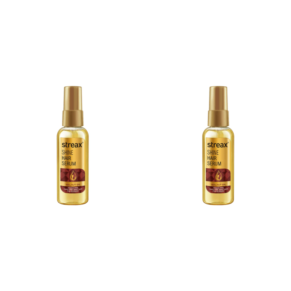 Streax Hair Serum (75ml x 2),Vitalized with Walnut Oil, For Hair Smoothening & Shine