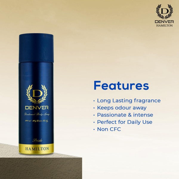 DENVER Pride Deo - 165ML Each (Pack of 3) | Long Lasting Deodorant Spray for Men