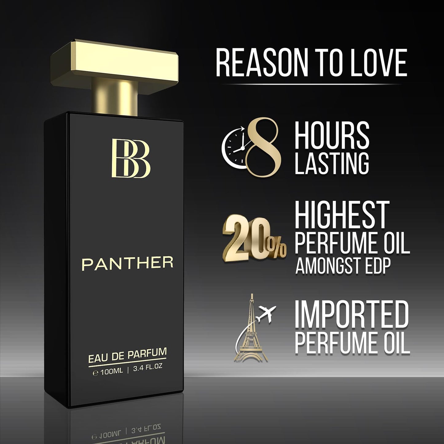 Bergamot Beaute Panther Eau De Parfum Men | Perfume For Men 100ml | Premium Long-Lasting Fragrance | Best Perfume for Men with Patchouli and Musky