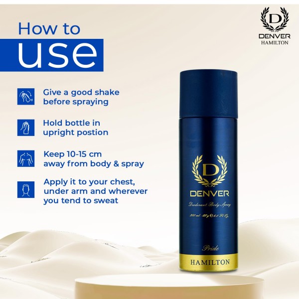 DENVER Pride Deo - 165ML Each (Pack of 3) | Long Lasting Deodorant Spray for Men