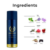 DENVER Pride Deo - 165ML Each (Pack of 3) | Long Lasting Deodorant Spray for Men