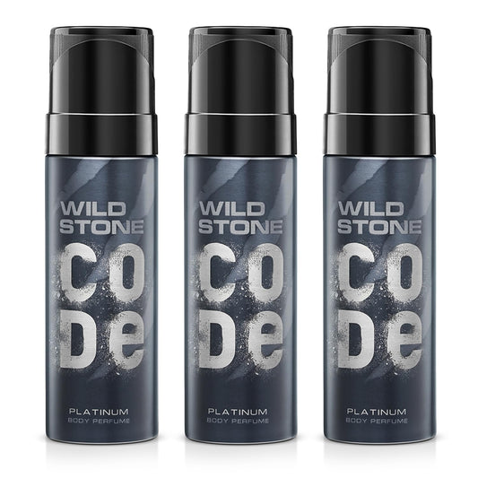 Wild Stone CODE Platinum Body Perfume for Men Pack of 3 120ml No Gas Deodorant