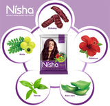 Nisha Natural Henna Powder For Hair Color, Burgundy Red Hair, Herbal Conditioning Hair Dye for Silky & Shiny Soft Hair Colour for Men & Women