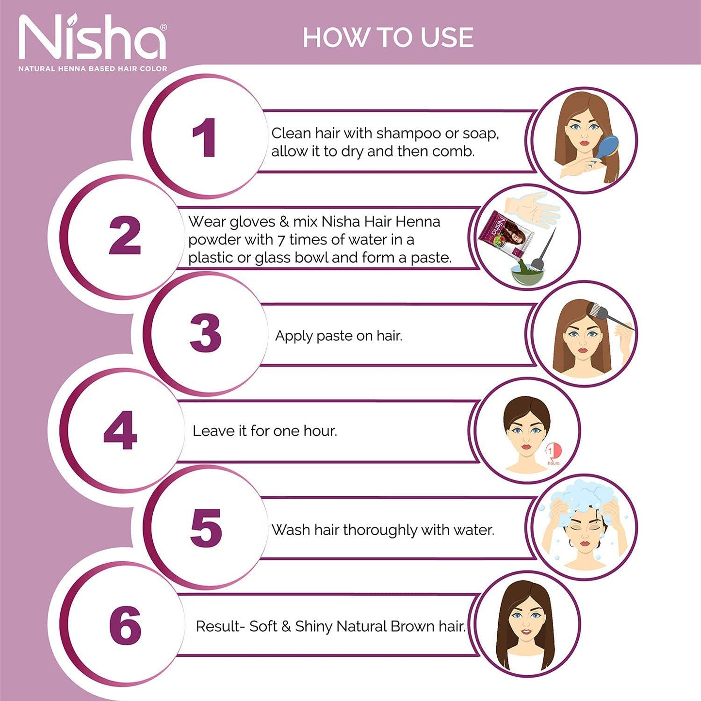Nisha Natural Henna Powder For Hair Color, Natural Brown Hair, Herbal Conditioning Hair Dye for Silky & Shiny Soft Hair Colour for Men & Women
