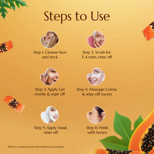 Astaberry Papaya Facial Kit | 6 Steps | Pack of 12 Kits