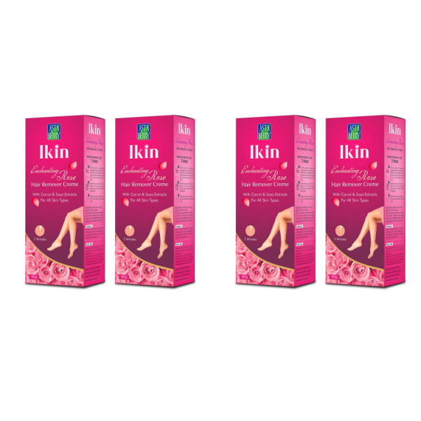 Ikin Rose Hair Remover Cream For All Skin - Bikini Hair Removal Cream For Women & Girls, Pack of 4 (60gm X 4)