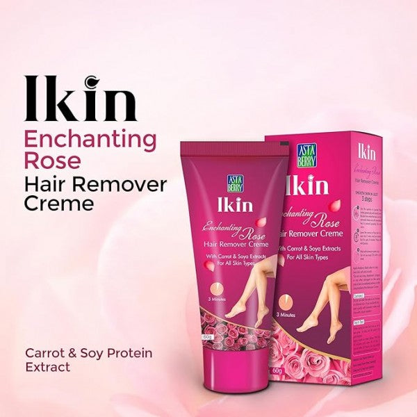 Ikin Rose Hair Remover Cream For All Skin - Bikini Hair Removal Cream For Women & Girls, Pack of 4 (60gm X 4)