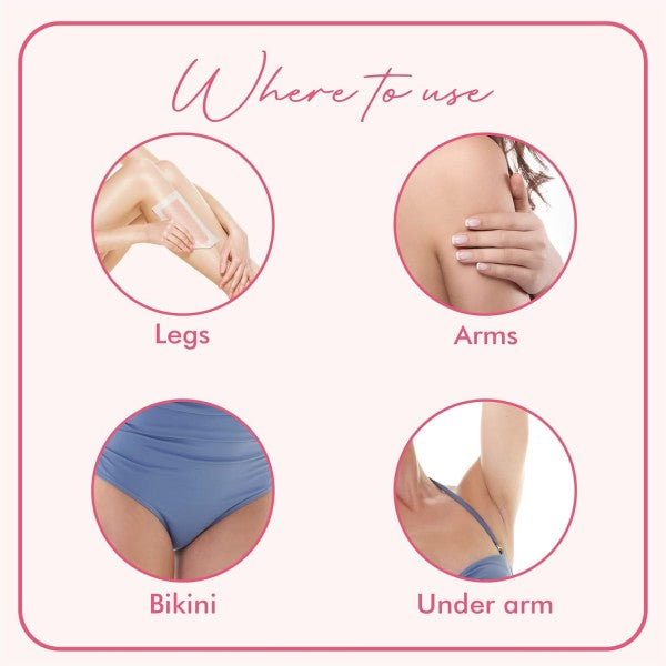 Ikin Instant Wax Strip with Rose Extract For Sensitive Skin - 20 strips | Long Lasting Soft & Smooth Skin | Cold Gel Wax Hair Removal | Upto 4 Weeks of Smoothness | With 4 Perfect Wet Wipes