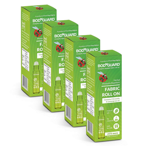 Bodyguard Fabric Roll On for Mosquito Repellent, 10 ml (Green, Pack of 4)