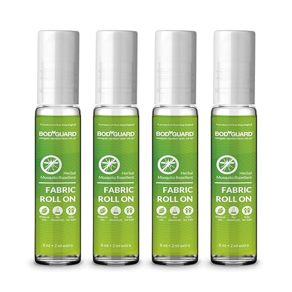 Bodyguard Fabric Roll On for Mosquito Repellent, 10 ml (Green, Pack of 4)