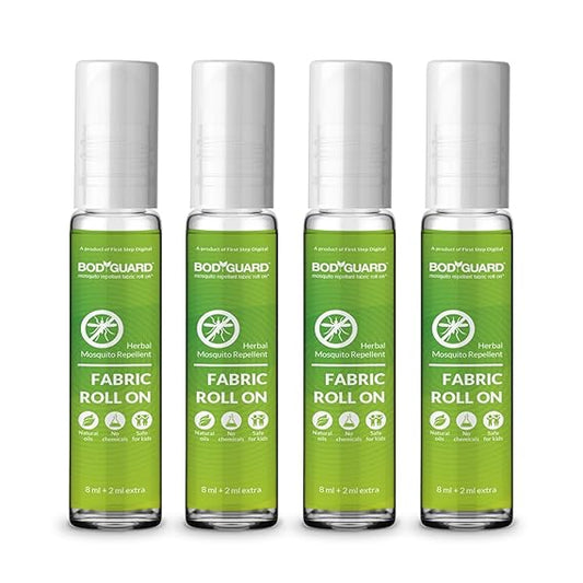 Bodyguard Fabric Roll On for Mosquito Repellent, 10 ml (Green, Pack of 4)
