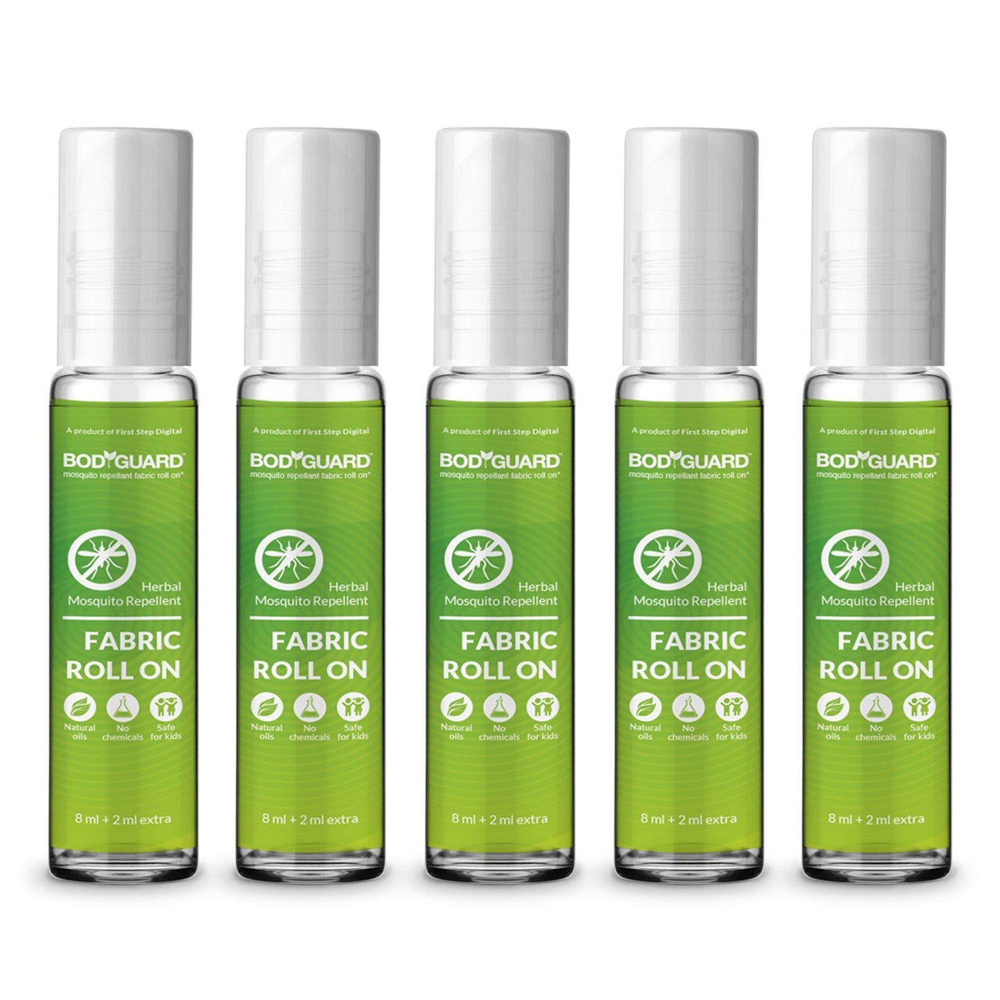 Bodyguard Fabric Roll On for Mosquito Repellent, 10 ml (Green, Pack of 5)