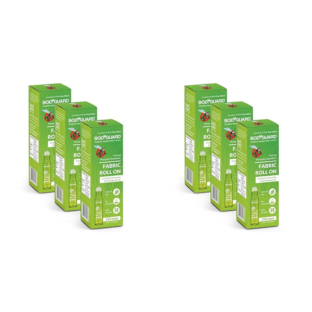 Bodyguard Fabric Roll On for Mosquito Repellent, 10 ml (Green, Pack of 6)
