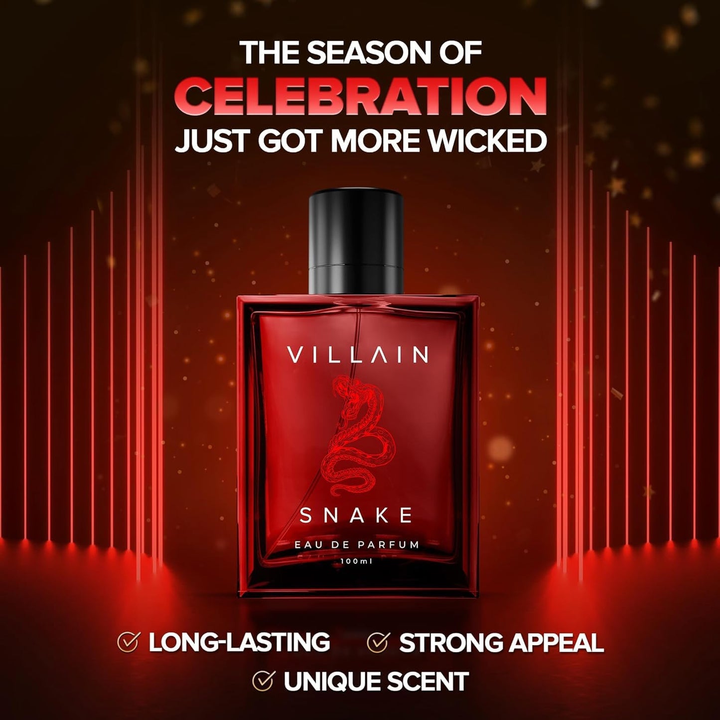 Villain Snake Luxury Perfume for Men Long Lasting Smell 100 ml | Gift For Man Premium Fragrance Day To Night Eau De Parfum