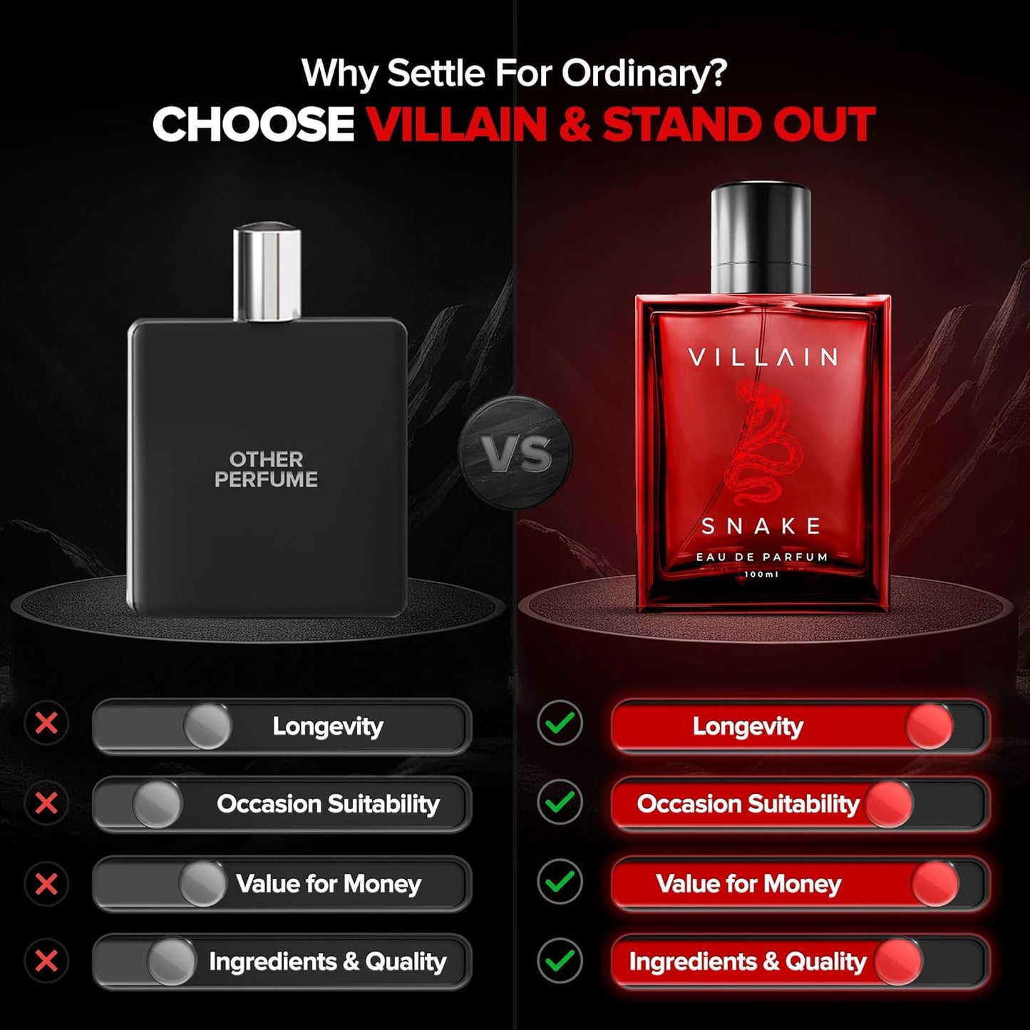 Villain Snake Luxury Perfume for Men Long Lasting Smell 100 ml | Gift For Man Premium Fragrance Day To Night Eau De Parfum