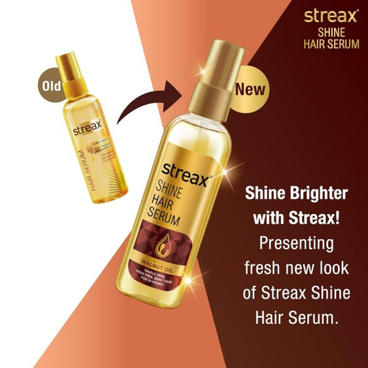 Streax Hair Serum (75ml x 2),Vitalized with Walnut Oil, For Hair Smoothening & Shine