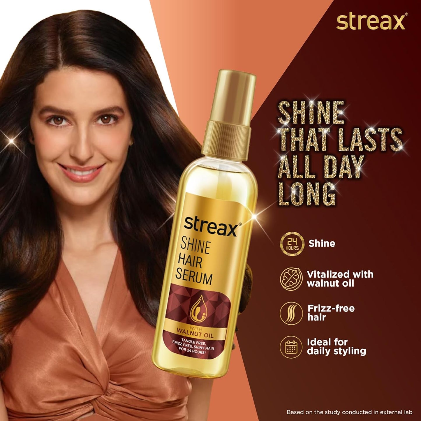 Streax Hair Colour Dark Brown 3 (120ml x 2) + Streax Walnut Hair Serum 90ml Combo | Long-Lasting Hair Color & Hair Smoothening Care