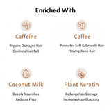 mCaffeine Latte Coffee Shampoo for Damage Repair with Coconut Milk & Keratin | Moisturizes and Nourishes Dry Hair | Sulphate & Paraben Free for Smooth & Shiny Hair | For Men & Women | 250 ml