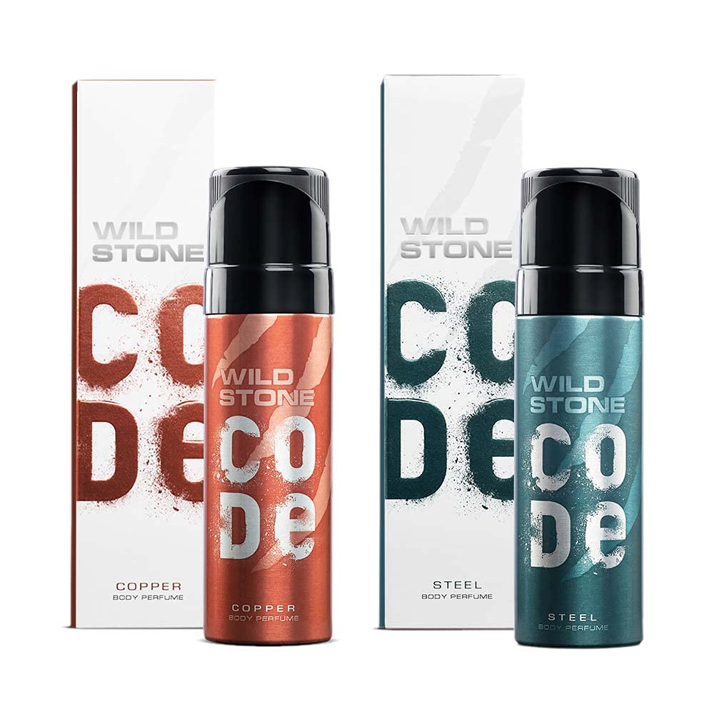 Wild Stone Code Steel And Copper Long Lasting No Gas Body Perfume For Men, Pack Of 2 (120ml Each)