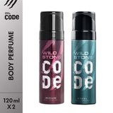 Wild Stone Code Steel & Iridium No Gas Body Perfume Combo for Men,Pack of 2 (120 ml each)