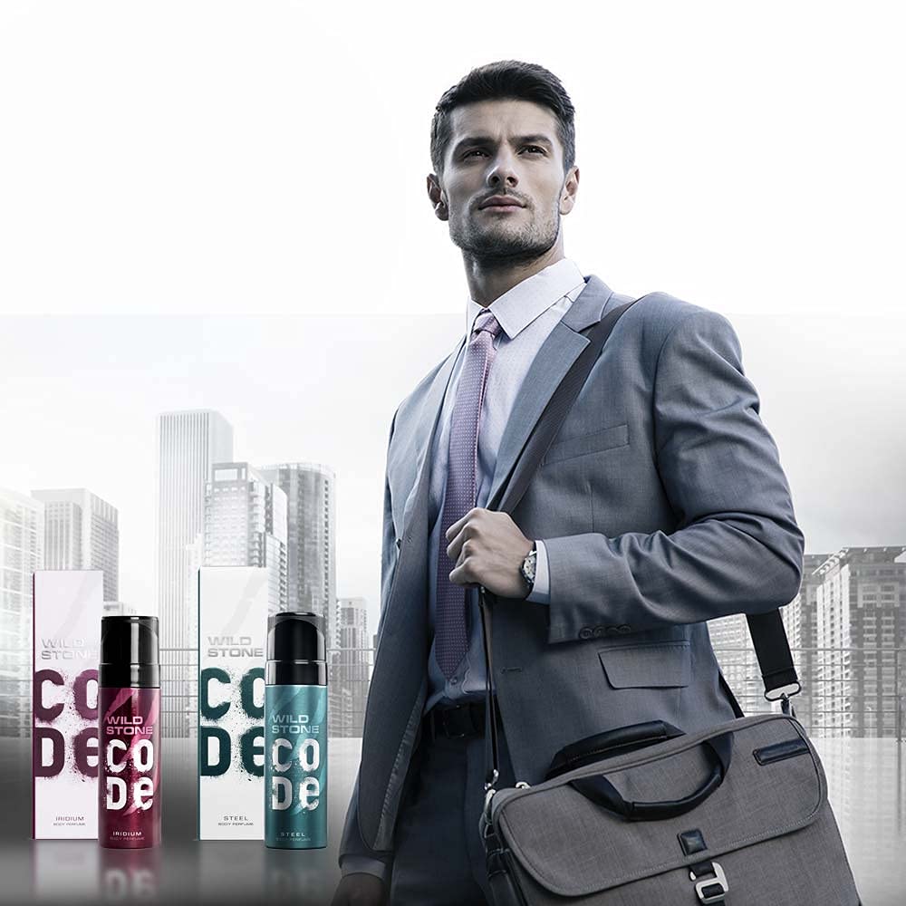 Wild Stone Code Steel & Iridium No Gas Body Perfume Combo for Men,Pack of 2 (120 ml each)