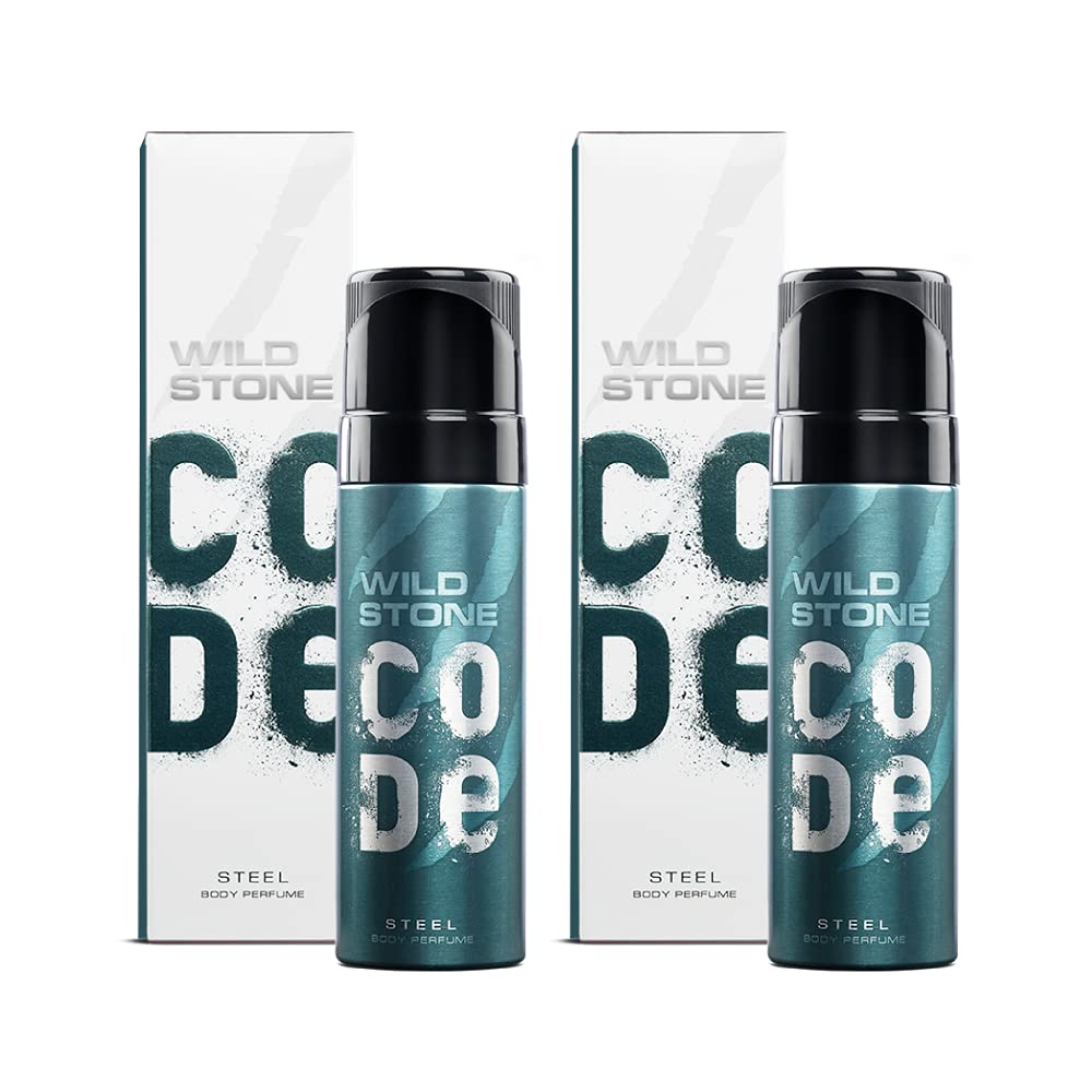 Wild Stone Code Steel Long Lasting No Gas Body Perfume For Men, Pack Of 2 (120Ml Each), Spray