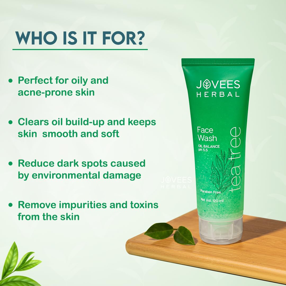 Jovees Herbal Tea Tree Oil Control Face Wash for Oily & Sensitive Skin,50ml