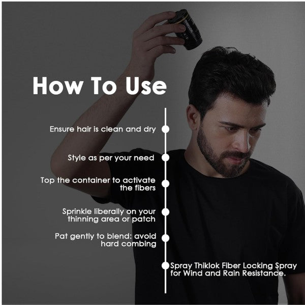 THIKLOK HAIR BUILDING FIBERS- BLACK 3.5gm