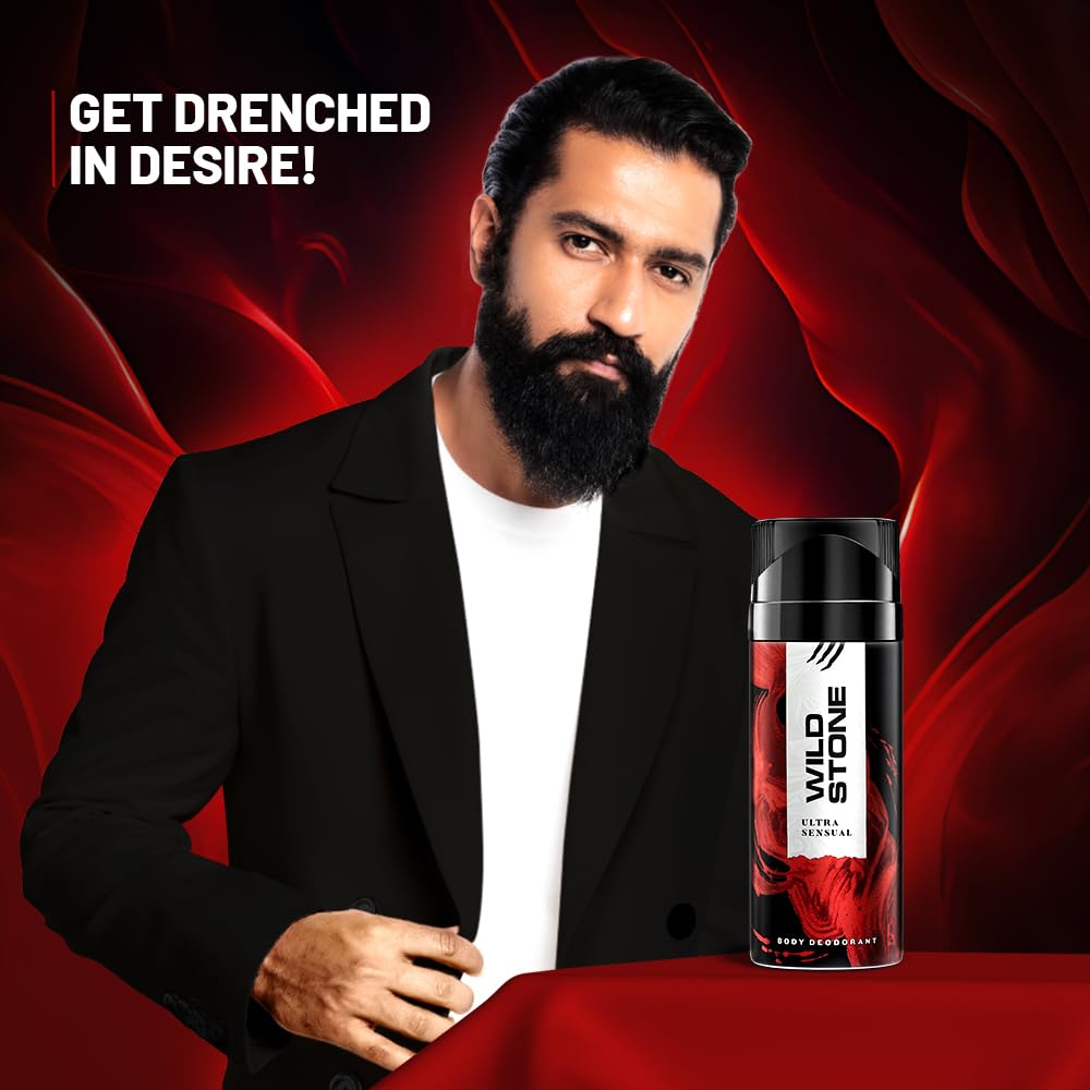 Wild Stone Ultra Sensual Long Lasting Body Deodorant Spray For Men, 150 Ml
