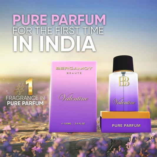Bergamot Beaute Valentine Pure Parfum 100ml| Jasmine, Lavender & Musky, 100ml| 12+ Hrs Long Lasting Perfume For Women | Higher Concentration Than Liquid Eau De Parfum 100Ml