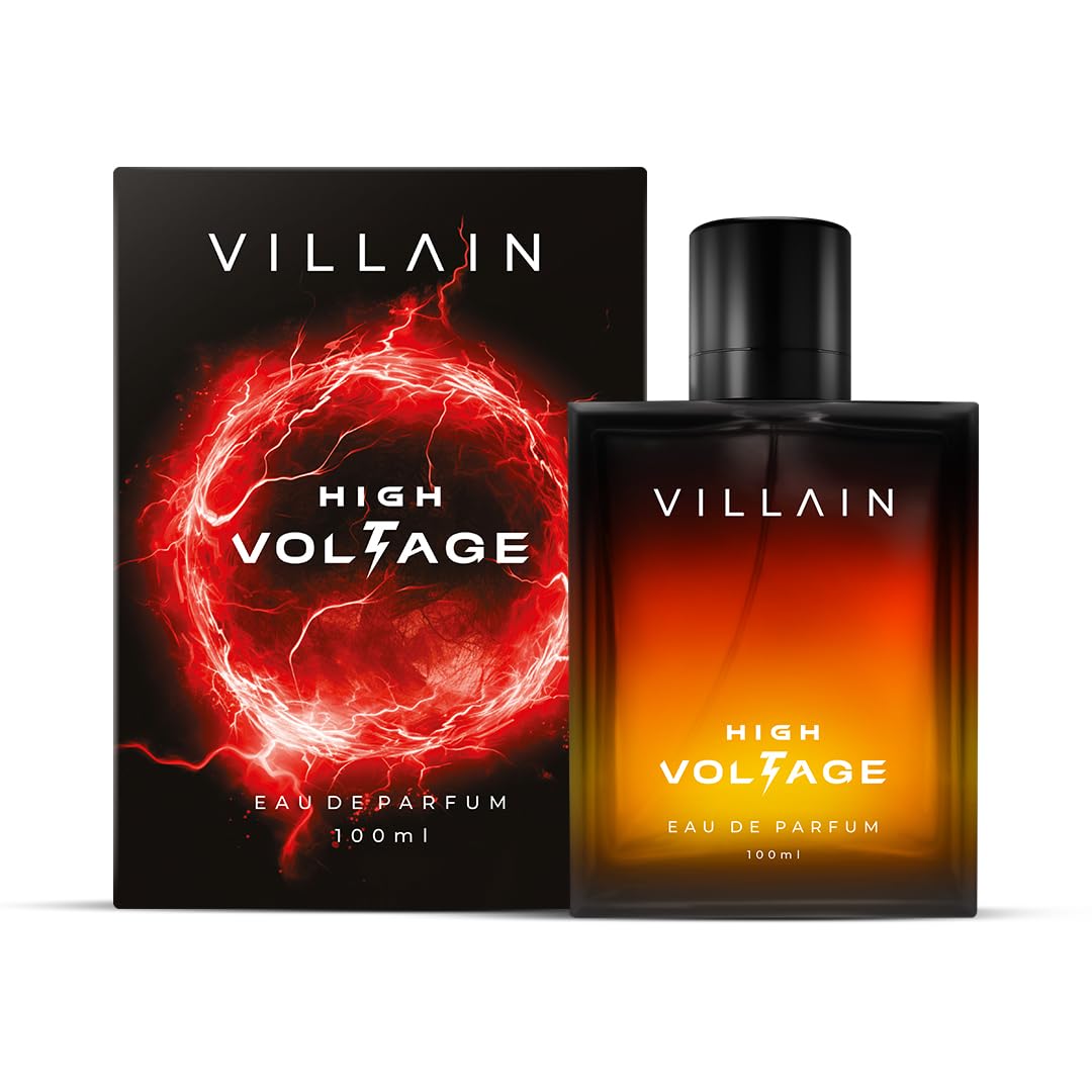 Villain High Voltage Eau de Parfum for Men | Spicy Fougere Fragrance with Patchouli, Mint & Cinnamon | Long Lasting Premium Perfume - 100ml
