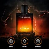 Villain High Voltage Eau de Parfum for Men | Spicy Fougere Fragrance with Patchouli, Mint & Cinnamon | Long Lasting Premium Perfume - 100ml