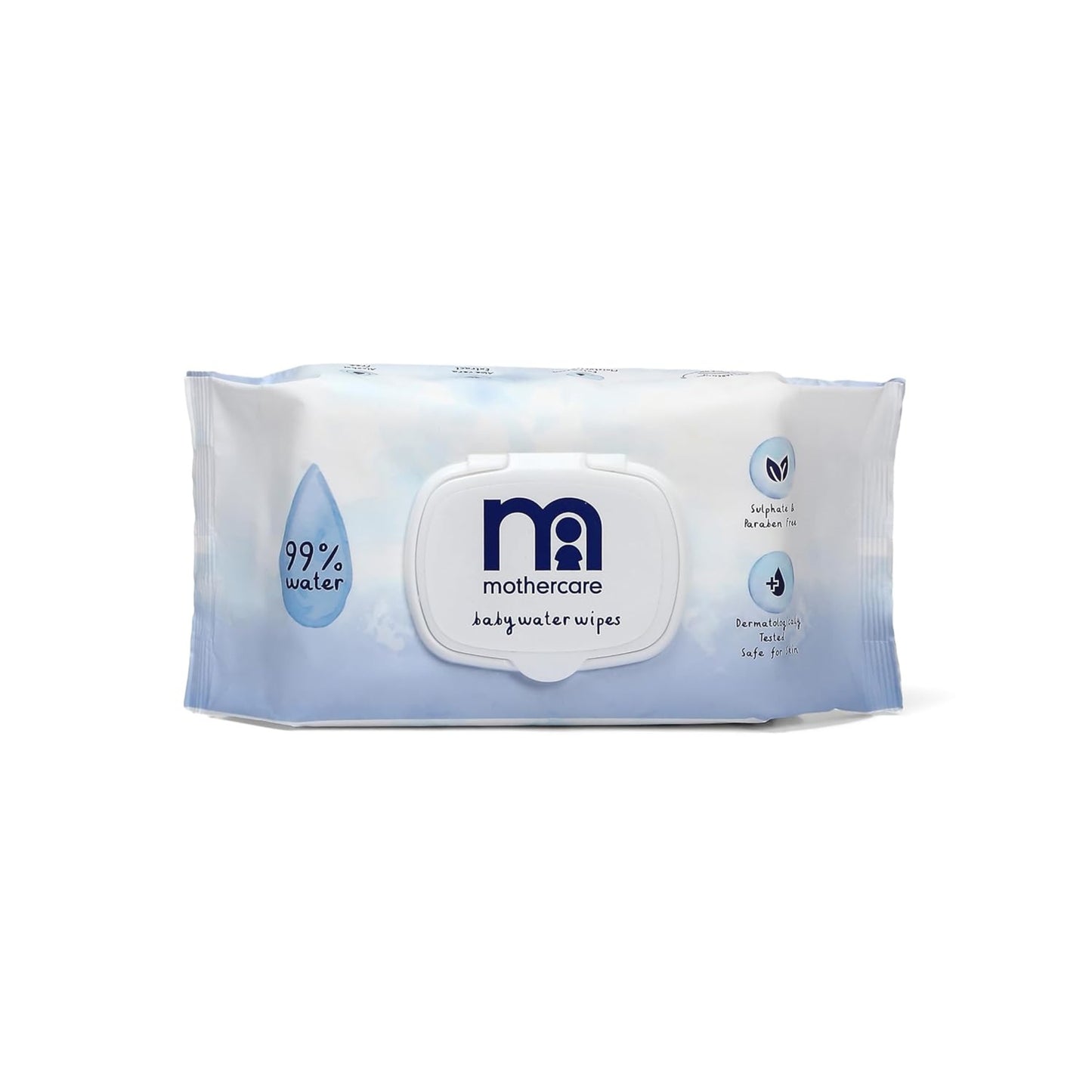 Mothercare 99% Water Baby Wipes | Fragrance-Free & Dermatologically Tested | Soft & Gentle for Newborn Skin | 80 Wipes-Pack of 5