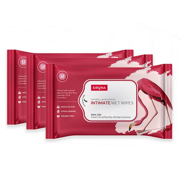 Sirona Intimate Wet Wipes - 30 Wipes, Pack of 3