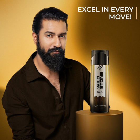Wild Stone Excel Deodorant for Men, 150ml | Best Deo for Office | A Long-Lasting Body Spray for Men | Excel Body Spray with Woody Fragrance
